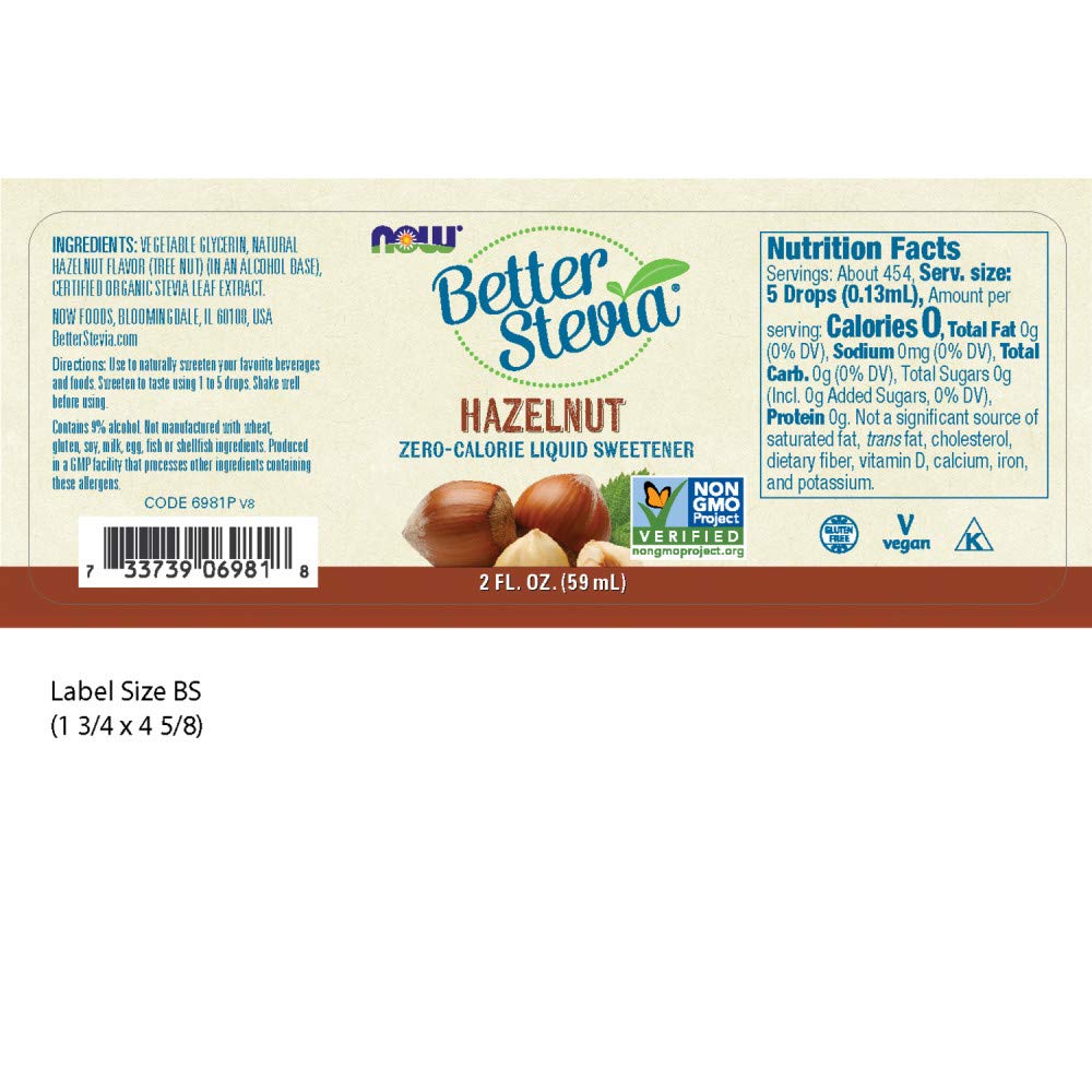 NOW Foods - meglio liquido di Stevia dolcificante nocciola - 2 oz. Precedentemente estratto di Stevia liquido