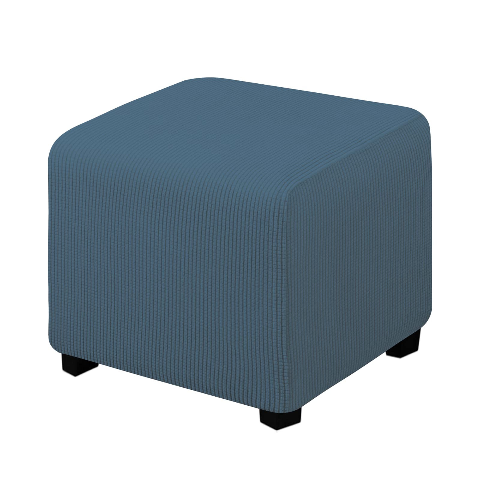 Easy-Going Stretch Ottoman Cover Folding Storage Stool Furniture Protector Soft slipcover with Elastic Bottom (X-Small,Bluestone)
