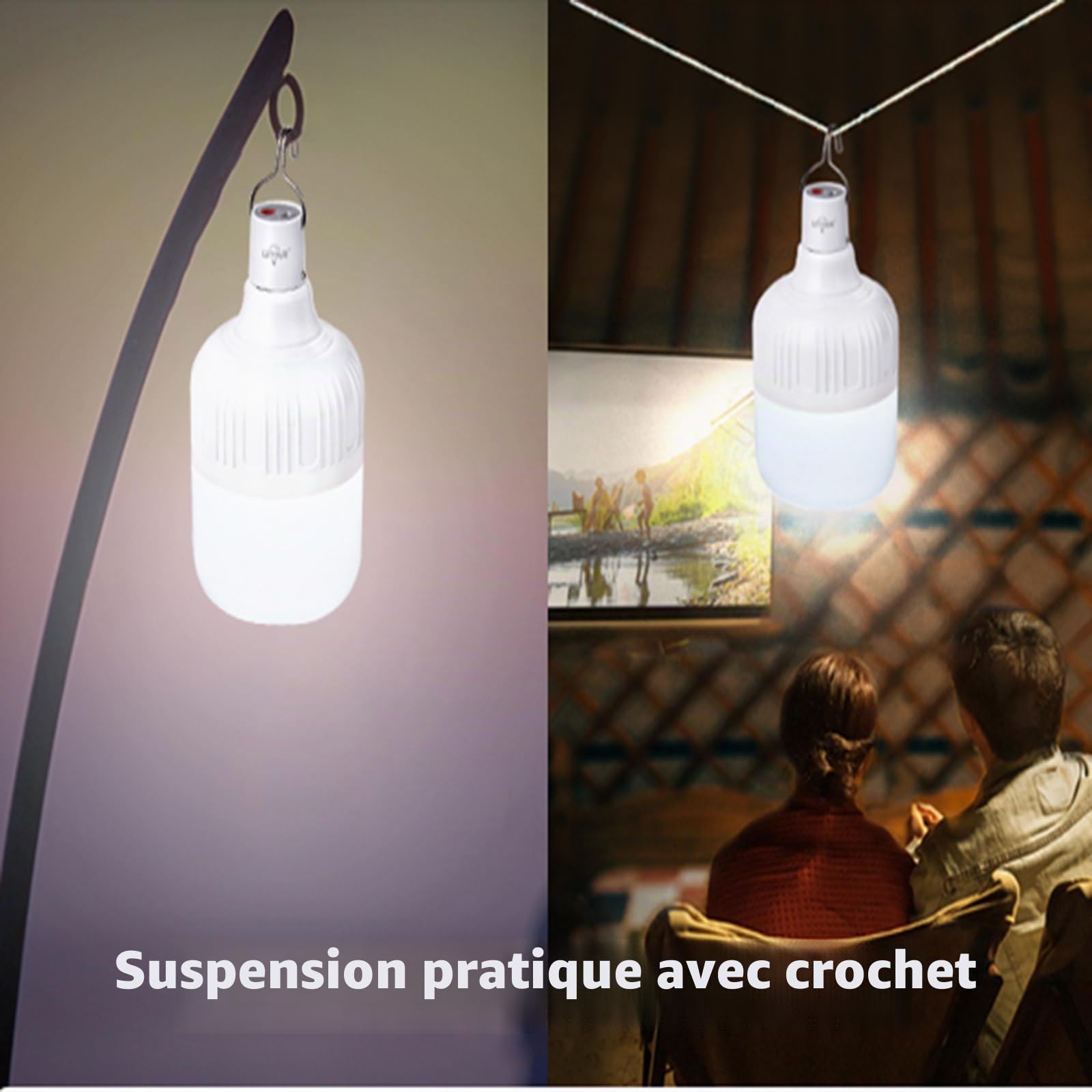 LETOUR Lampe de Camping Rechargeable 5000 Lumens, 5 Modes de Lumière Réglable Portable et Super Lumineuse Lot de 2 Lampe Camping Lanterne de Camping pour Randonnée et Urgence
