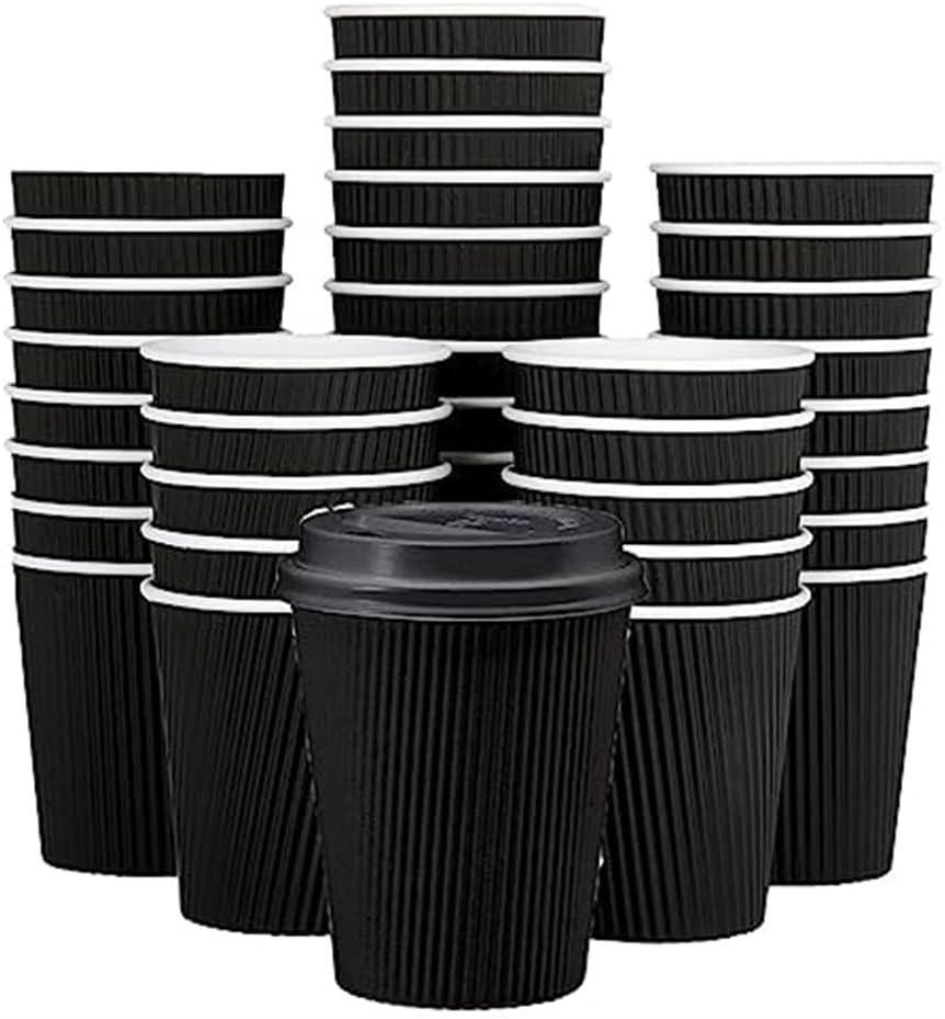 50 Black Paper Cups Without Lids 8oz Disposable Coffee Cups Eco Friendly Reusable Party Cups