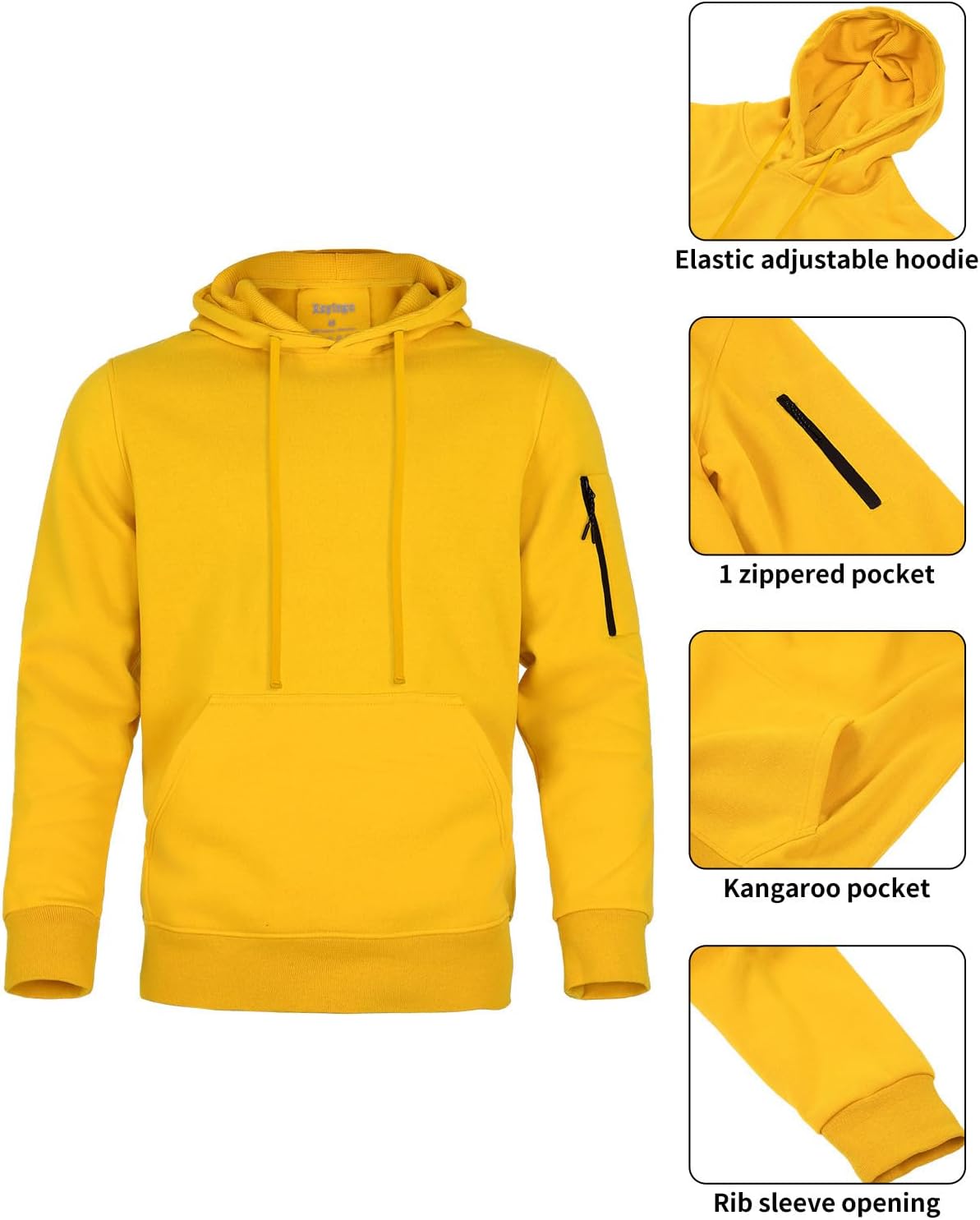 Mens Sweatsuit 2 Pieces Tracksuit Jogger Set for Men fleece Track jogging Suits Sets Hoodie Sweatpants Set, yellow M - Image 3