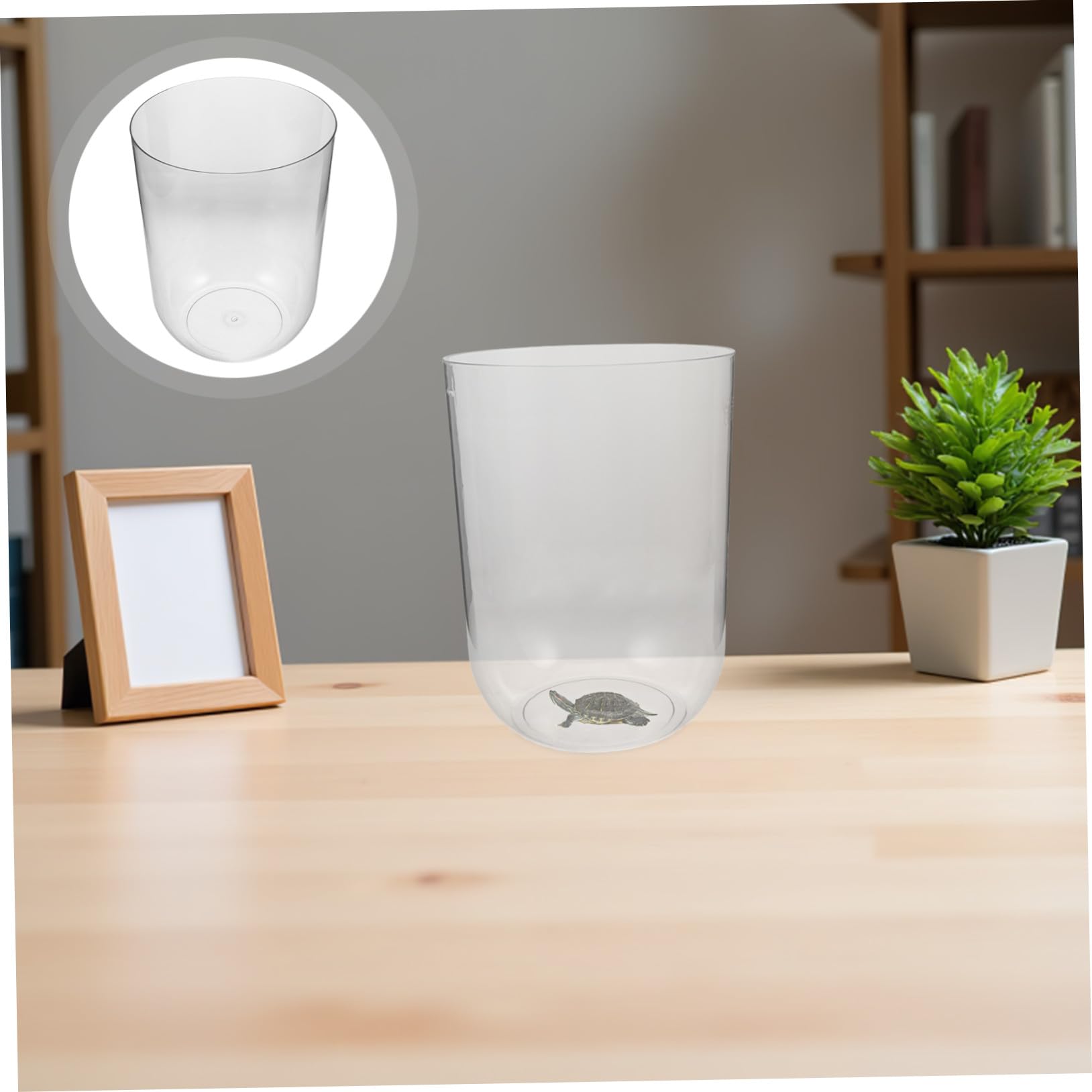 Lurrose Aquarium Cylindrique Pet 8l pour Tortue et Espèces Aquatiques, Design Créatif et Compact, Facile à Entretenir, pour Décorations de Bureau et Débutants