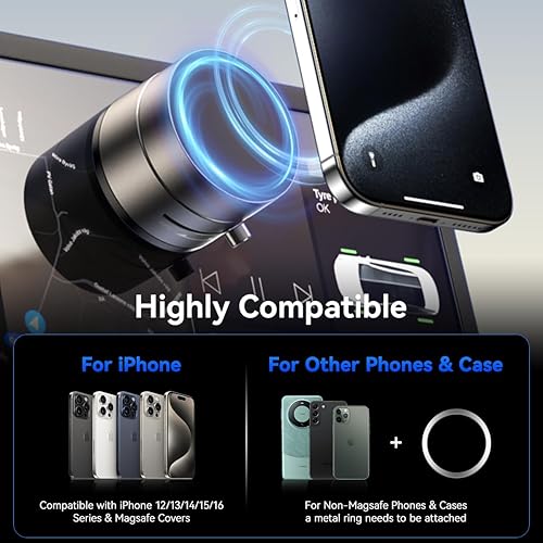 Miniatura 6 de Soporte magnético para teléfono con ventosa al vacío, soporte de teléfono celular con ventosa ajustable de 360 para automóvil, gimnasio, espejo,