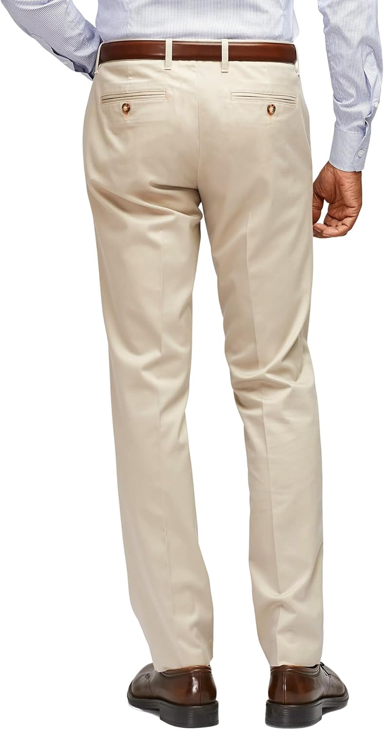 YUCENFU Men's Slim Fit Dress Pants Flat Front Stretch Waistband Business Casual Tapered Slacks for Work Khaki - Image 2