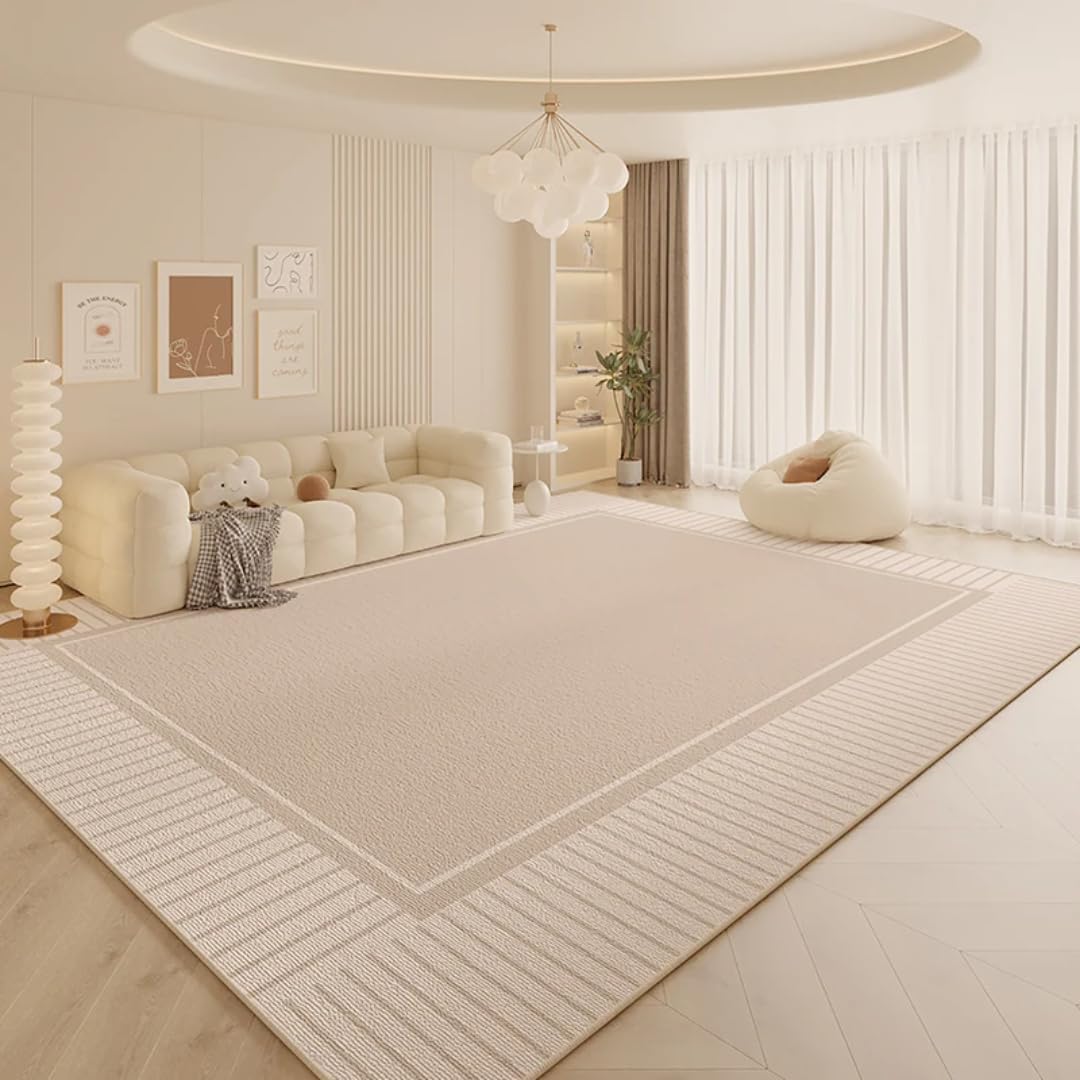 Tapis de salon grande surface 120x160 lavable et tapis de chambre doux style crème