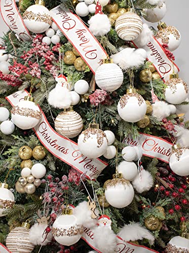 12 Pcs Satin Christmas Balls, Silk Christmas Tree Hanging Ornaments, Christma Luxury Home Decorations For Xmas Tree Wreath Garland Holiday Wedding Party Decoration (White) #TOP4
