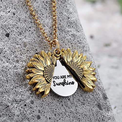 SLOONG You Are My Sunshine Engraved Necklace Inspirational Sunflower Locket Necklace Jewelry Mother's Day Gift for Women Girlfriend4