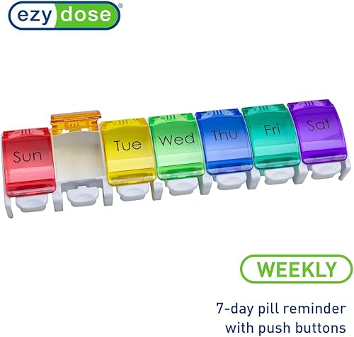 Miniatura 3 de EZY DOSE - Planificador semanal de 7 días para pastillas, organizador de vitaminas y estuche para medicamentos, compartimientos extra grandes con