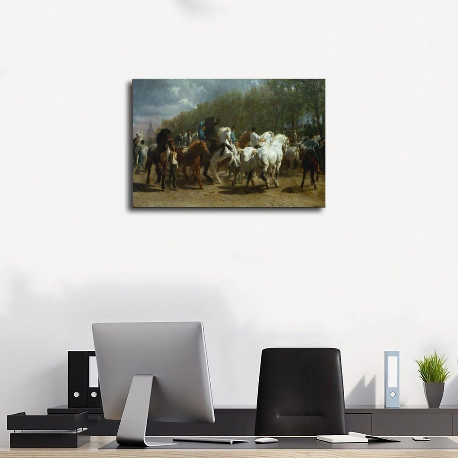 Le 100 Migliori Pitture del Mondo La Fiera dei Cavalli di Rosa Bonheur Poster per Camera da Letto Tela Decorativa per Sport Paesaggio Ufficio Decorazione per Stanza Regalo Cornice 40x60cm