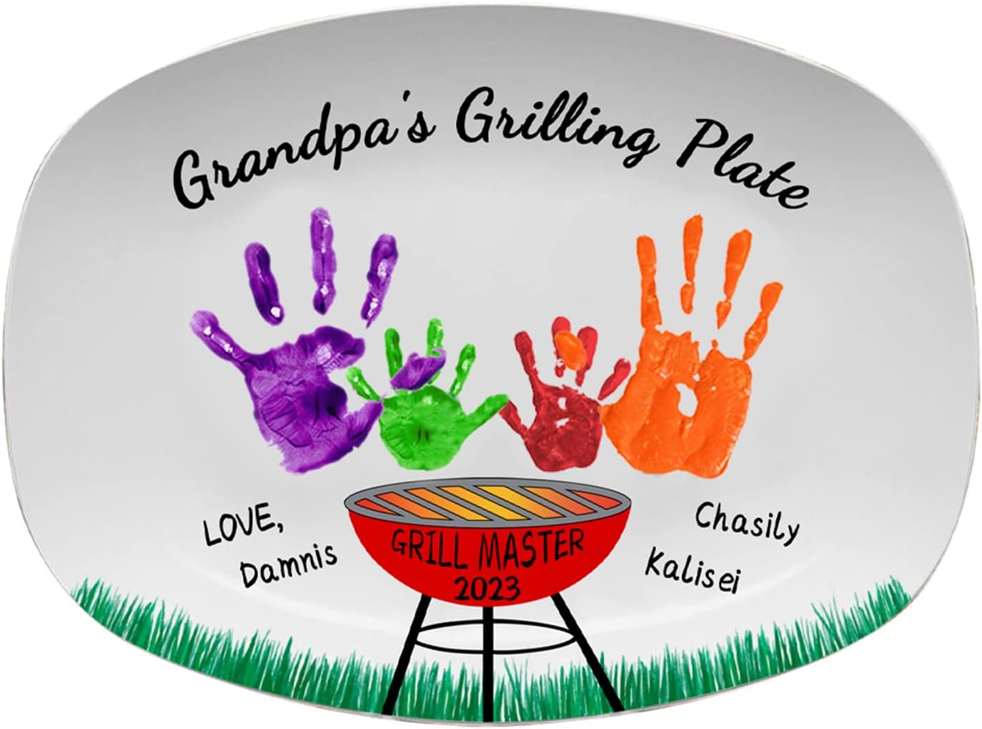Qogintar Personalized DIY Handprint Plate Daddy's Grilling