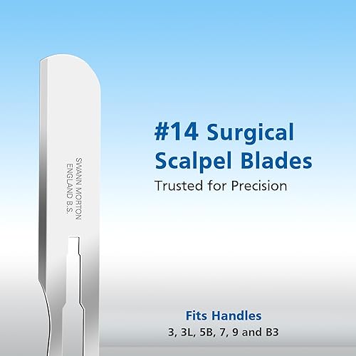 Miniatura 2 de Swann-Morton Cuchillas quirúrgicas estériles n. 14, acero inoxidable empaquetadas individualmente, caja de 100