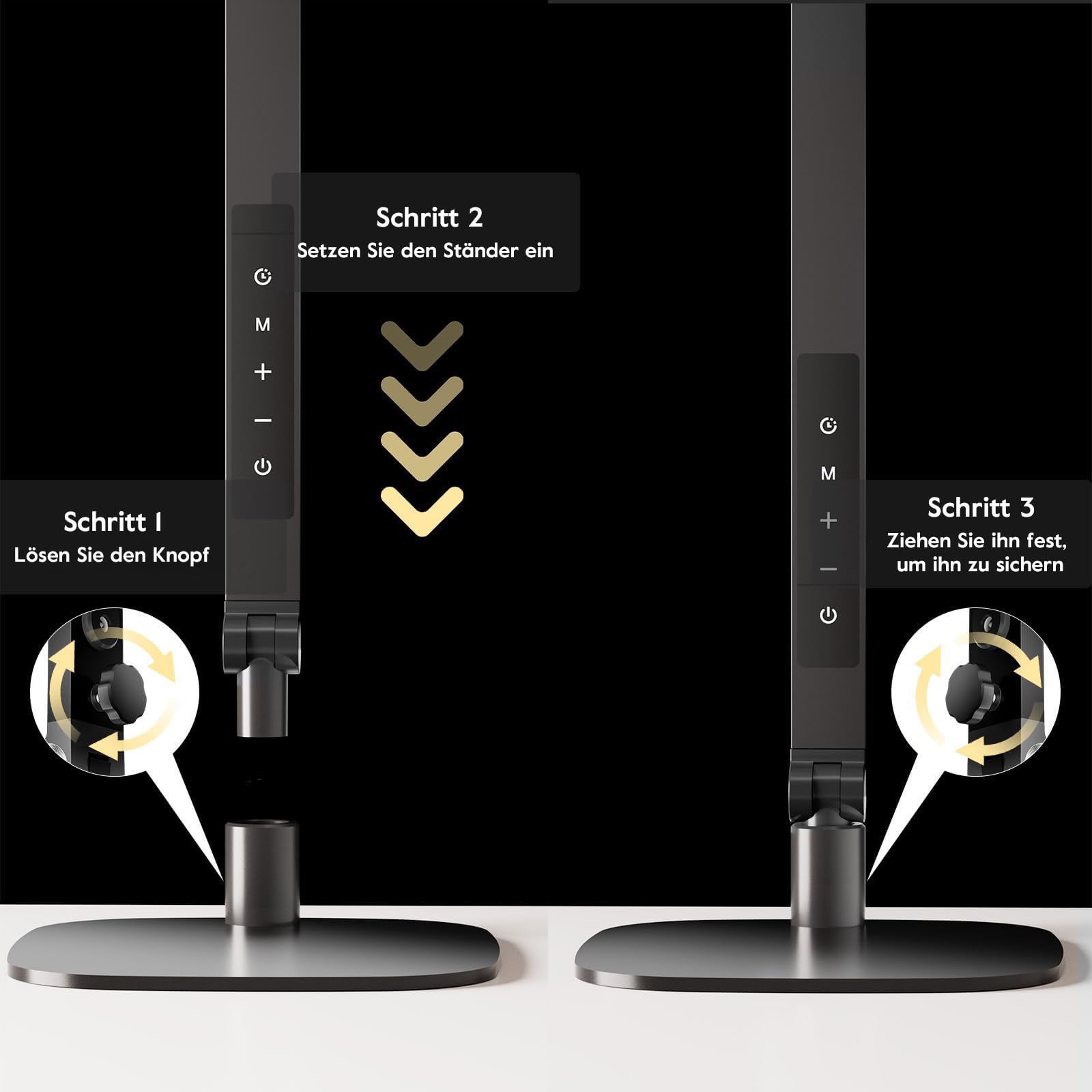 LitONES Dimmbare Led Schreibtischlampe, augenschonende Tageslichtlampen | Flimmerfreies Licht mit Timer & Memory, 30 Lichtmod. Flexibler Arm – ideal für Büro, Studium & Kreative[Energieklasse A]