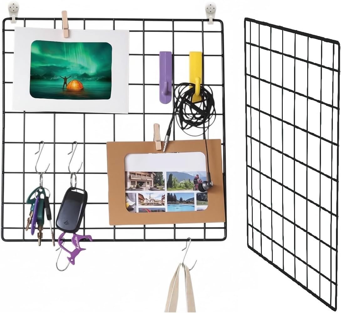 NACETURE 4 Pack Heavy-Duty Grid Wall Panels 12x12 – Double Wire Reinforced Wire Mesh Organizer, 30 lbs Capacity, Wall Display with Hooks & Accessories – Easy to Install for Home, Office & Décor