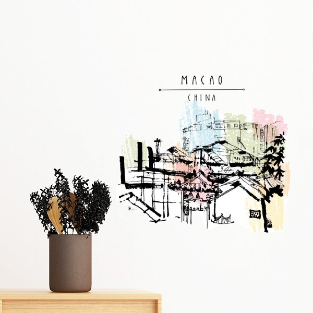 Sticker mural Macao Chine pour relooker un mur sans peindre