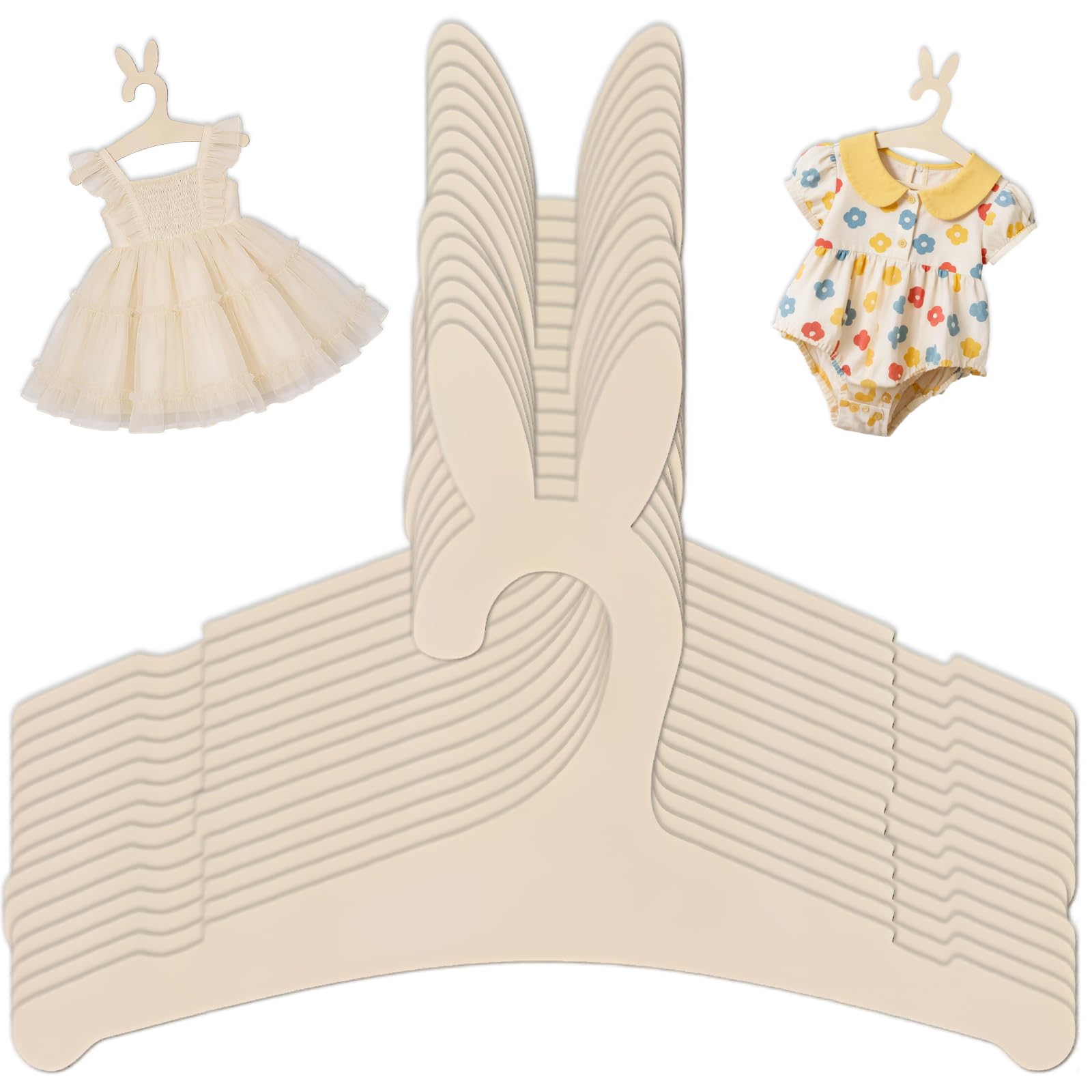 15 Piezas Perchas de Madera para Bebé con Forma de Conejo Bonita, Perchas para Niños con Diseño Antideslizante, Ideales para Almacenamiento & DIY, Bebé (15,5 x 22,7 cm)