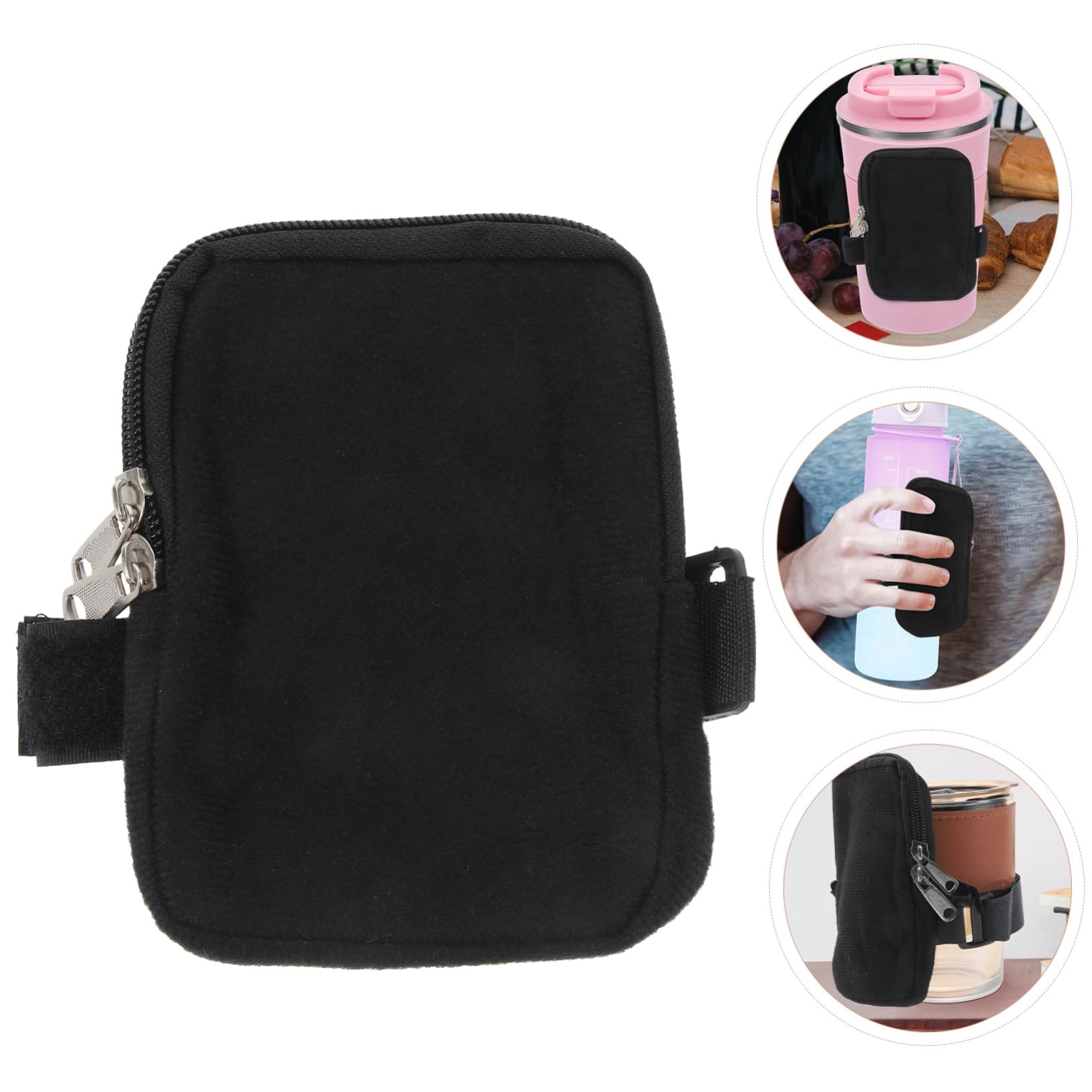 ibasenice 5 Stück Cup-Tasche Reise wasserflasche Beutel Reisen Wandern handhaben kleine Taschentasche Tragbare Wasserbechertasche Außentasche für Flaschen Segeltuch Black