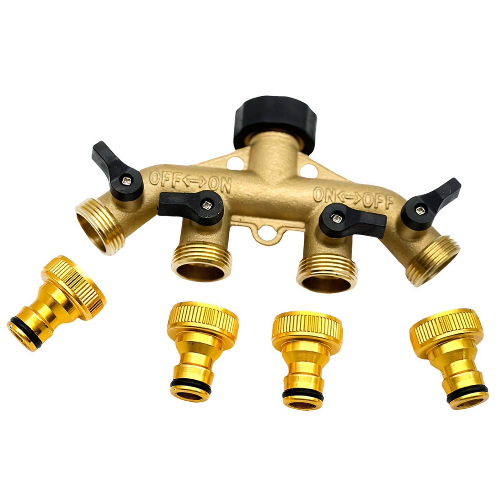 Linvimia Multicolor Brass 4 Way Regulating Device Features 4 Aluminum 3/4 Inch Connectors For Consistent Action Install Garden Gate