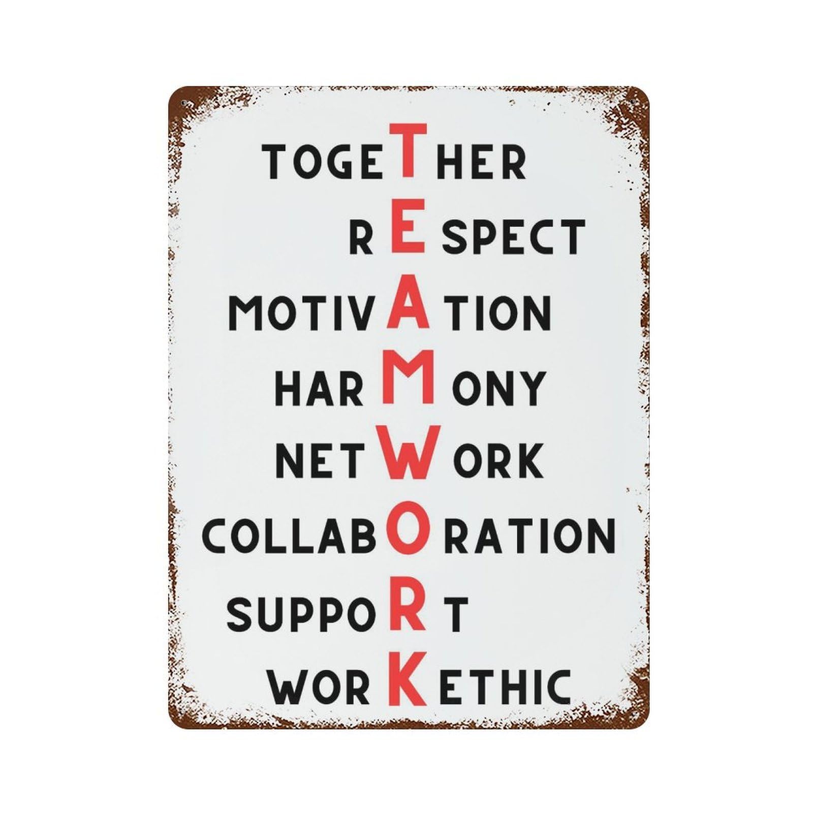 xiaoxiaoshen Teamwork Acronym Poster, Motivational Workplace Inspiration Quotes Wall Decor Art Metal Tin Poster Modern Home Decor Art Home Bar Shop Decorations Vintage Sign 40x30cm