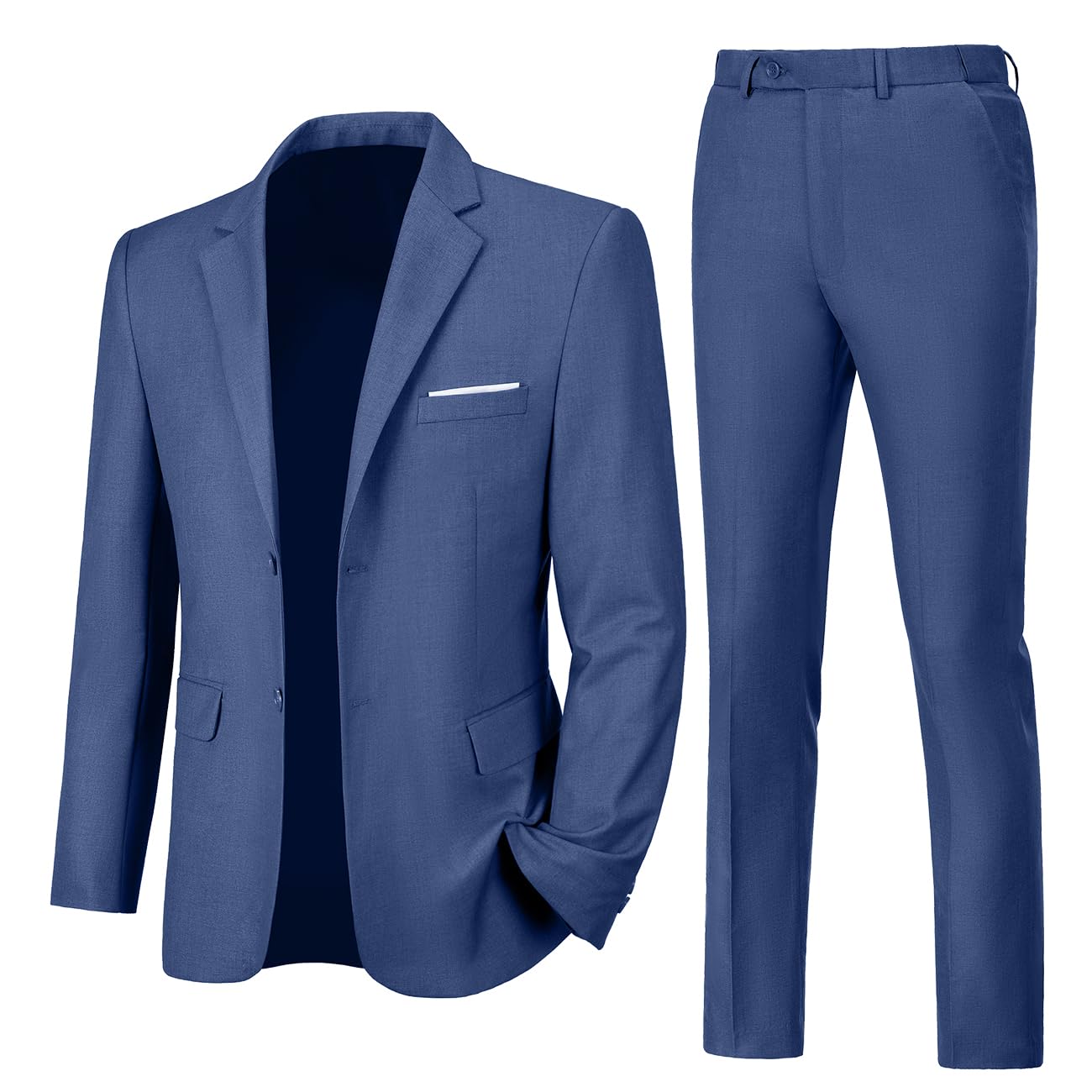 LynerunMens Slim Fit 2 Piece Suit Two Button Notched Lapel Solid Suit Jacket Pants Set Tuxedo for Prom