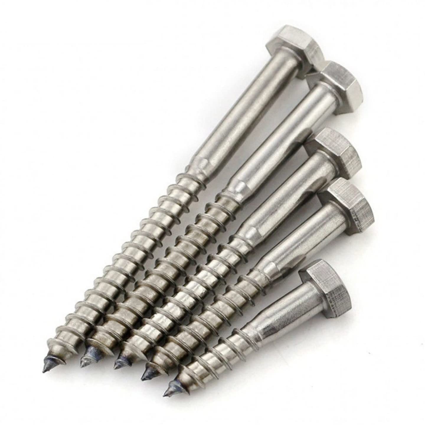 M8 A2 Stainless Coach Screw Hex Hexagon Head Wood Screws Lag Bolt 8mm DIN 571 by MultiScrew - Corrosion Resistant (10, M8 x 80mm)