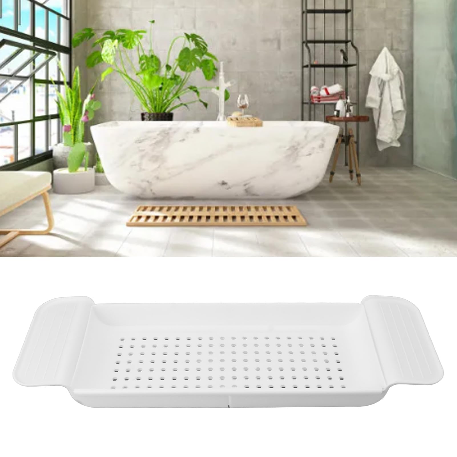 Badewannen-Regal-Organizer, Badewannen-Regal in der Gesamten Badewanne, Extra Platz, Kunststoff, Einfache Küchenorganisation (Weiss) Küche, Haushalt & Wohnen
