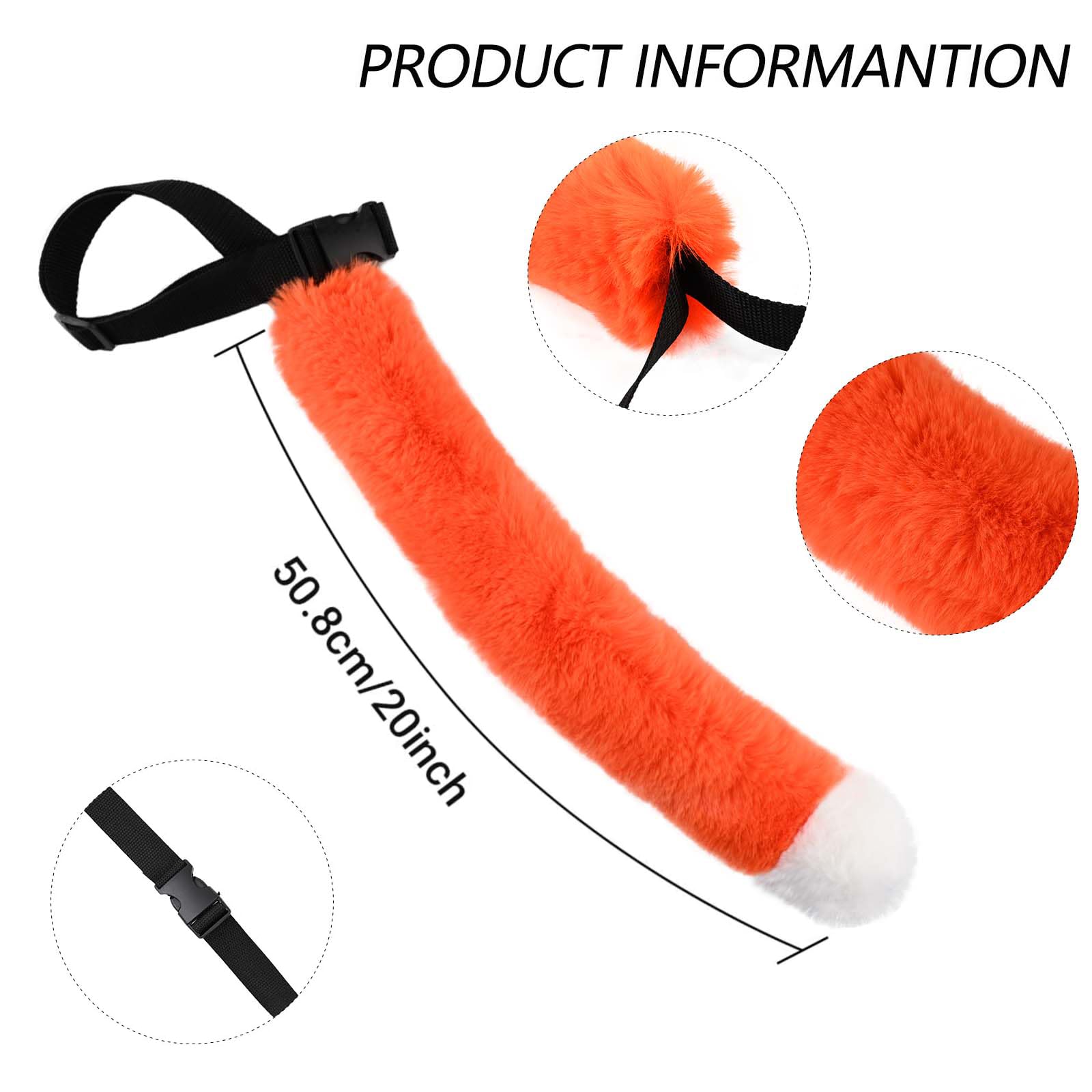 Kavoc 3 Pcs Fox Role Play Costume Accessories Set Include Fox Ears Headband Tail Blue Polka Dots Square Scarf for Kids Adults World Book Day Fancy Dress Up - Image 4