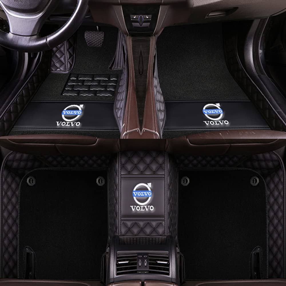 Tapis De Sol Cuir Pour Volvo XC90 7 Places 2015-2026 (LHD) - Imperméable, Antidérapant, Protection Complète