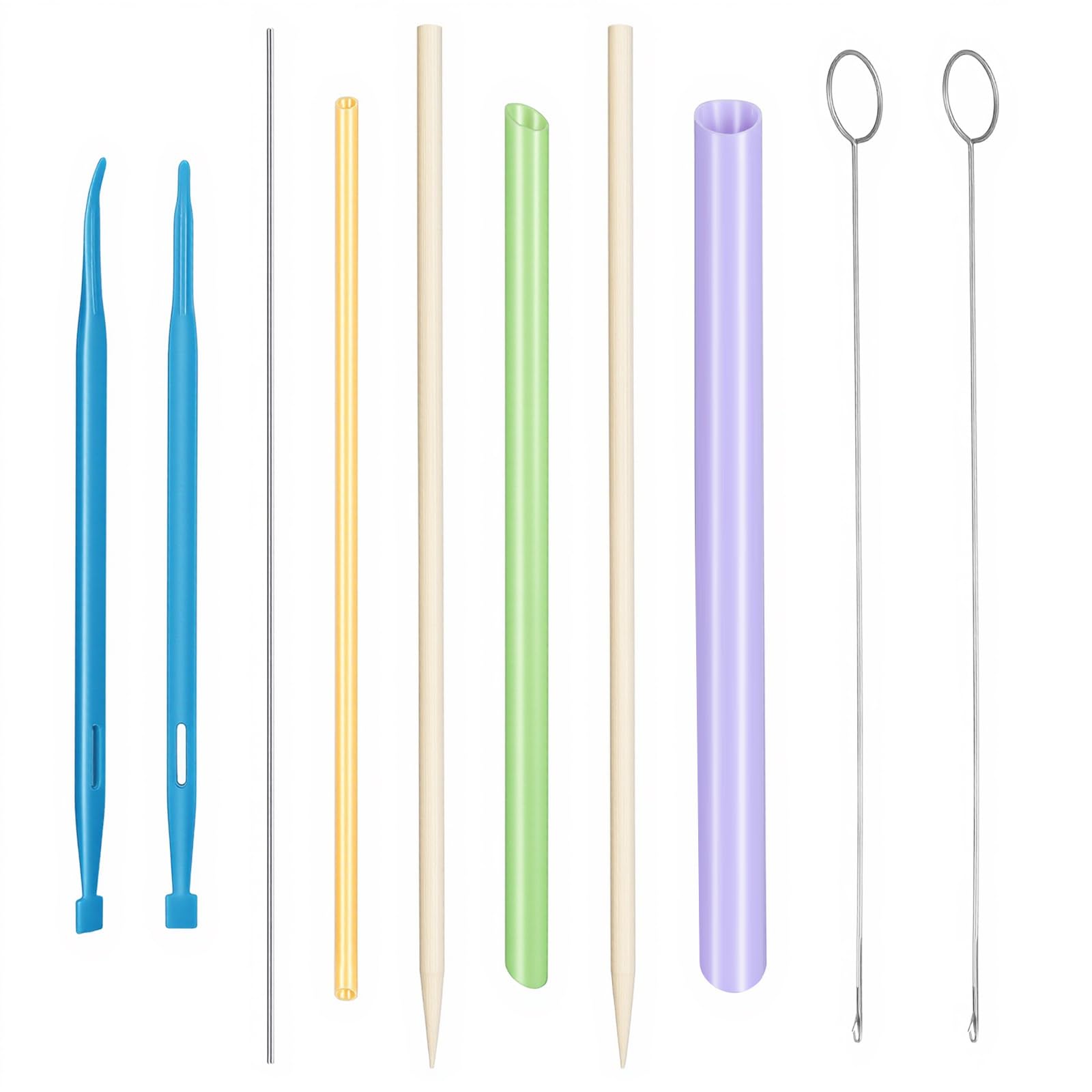 10PCS Tube Turner Sewing Tool Set, Point Loop Turner Needle Threader for Sewing Drawstring DIY Crafting, Multifunctional Fabric Turning Essentials & Must Haves