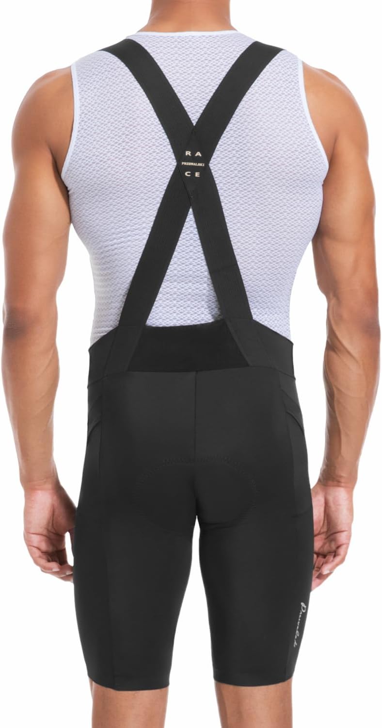 Przewalski Men's Mountain Bike Bib Shorts Pro Race 4D Padded Cycling Bib Shorts Bicycle Biking Tights Black - Image 2