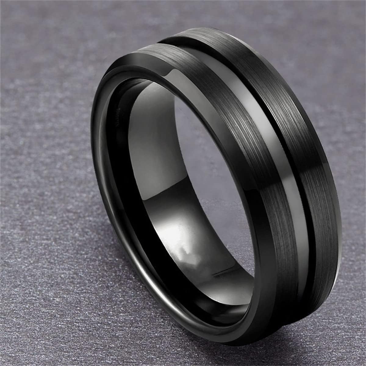 Black 8mm Spinner Rings for Men Stainless Steel FidgetRings Classic Brushed Anxiety Ring Stress Relief Rings for Anxiety Wedding Engagement Promise Band Rings for Men Size 6 to 12 Brushed 10 image 4