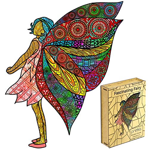 Primis3 150 Pieces Fascinating Fairy Fantasy Puzzle With Wooden Box And Puzzle Stand - 8.2 X 11.7 Inches Wooden Jigsaw Puzzle For Adults - Challenging Unique Wooden Puzzle For Kids And Adults #TOP1
