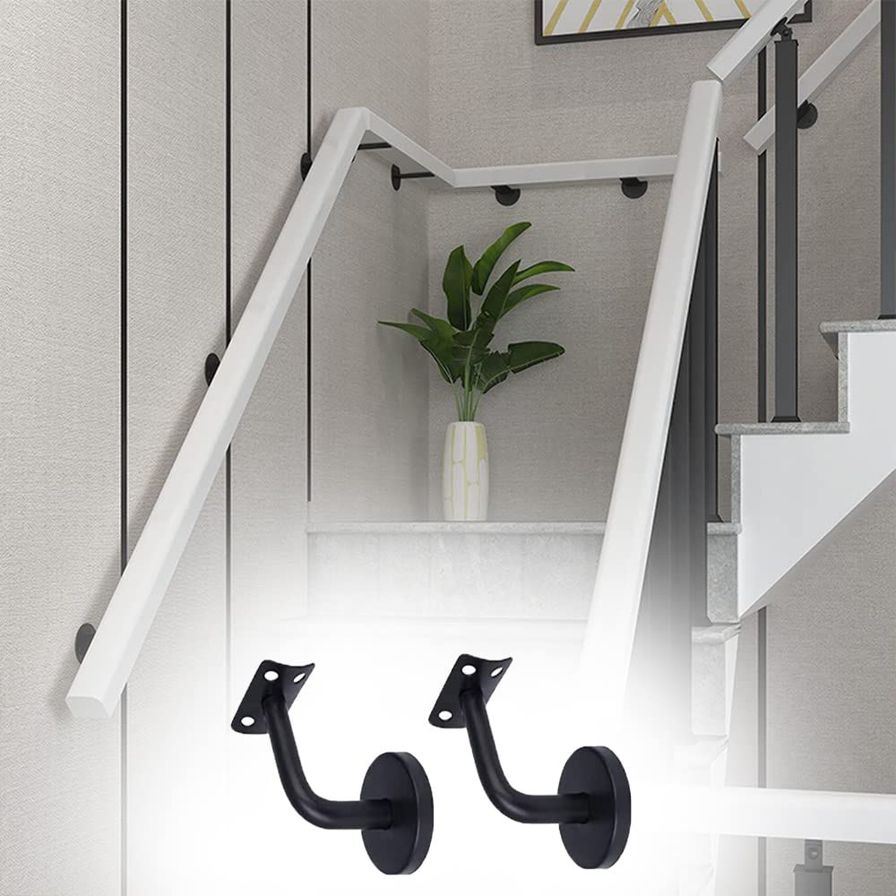 4 Piezas Soporte Pasamanos Escalera, Soportes Baranda de Acero Inoxidable para Barandillas de Escaleras Interiores y Exteriores, Con Tornillos, Negro