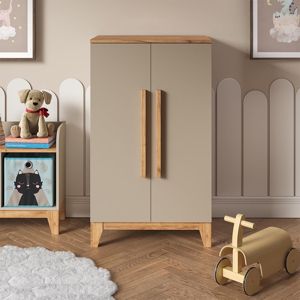 VitaliSpa Armoire pour Enfants Malia, Cachemire/Artisan, 70x120cm, pour Le Rangement des vêtements pour Enfants et combinable