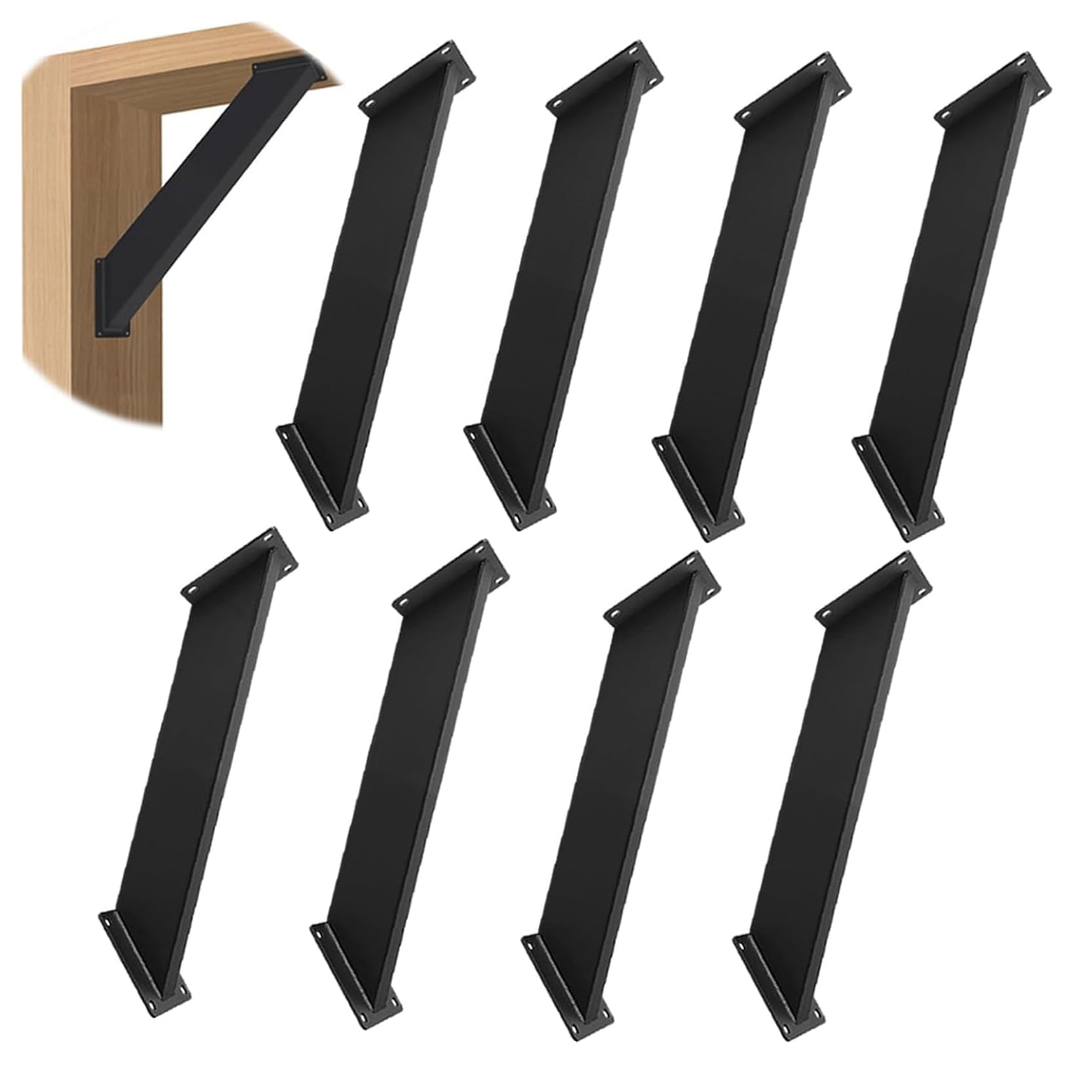 Gouzibhd Black 45 Degree Angle Corner Braces For Beam Gazebo, Roof Riser Beam Bracket, Heavy Duty Connector Brace Bracket Kit, 45 Degree Angle Support Bracket 8Pcs