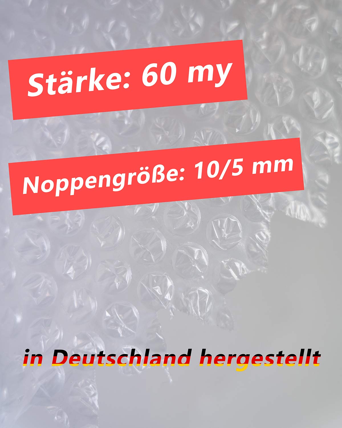 Luftpolsterfolie 50cm x 100m, Noppenfolie für Umzug, Verpackungsmaterial für Versand, 2 Rollen