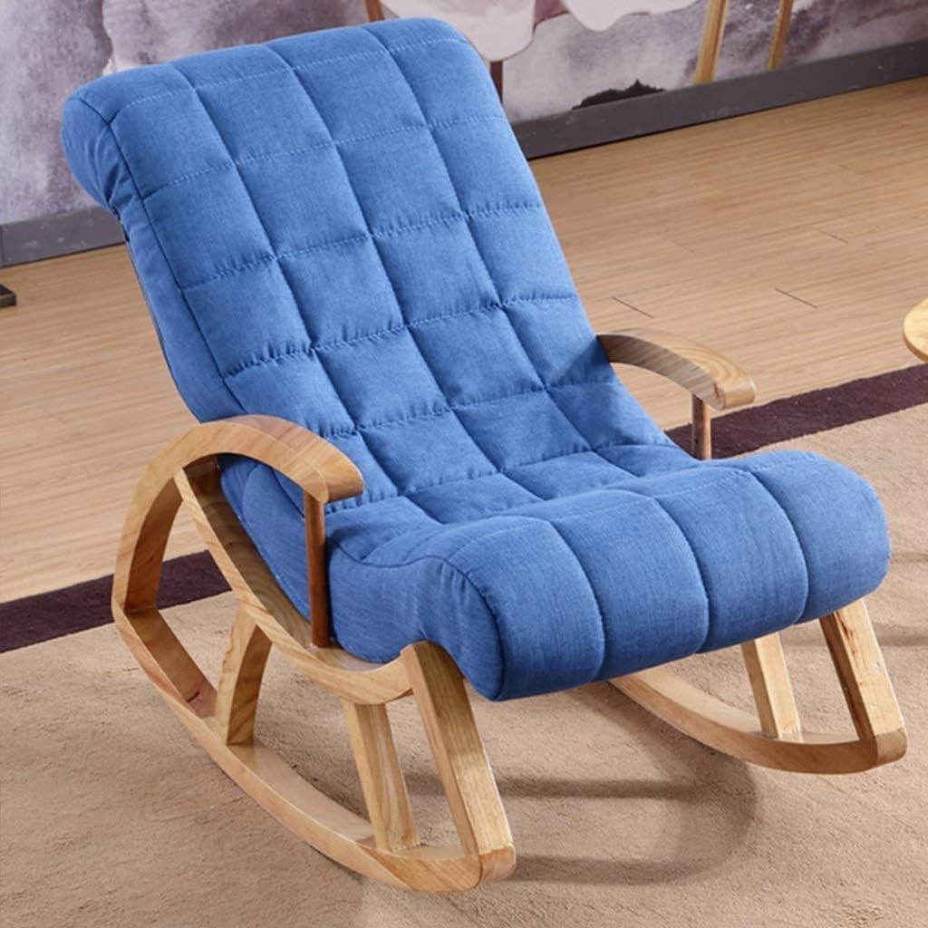 Single Rocking Chair Smooth Rocking Motion Solid Wood Lounge Chair with Armrests
