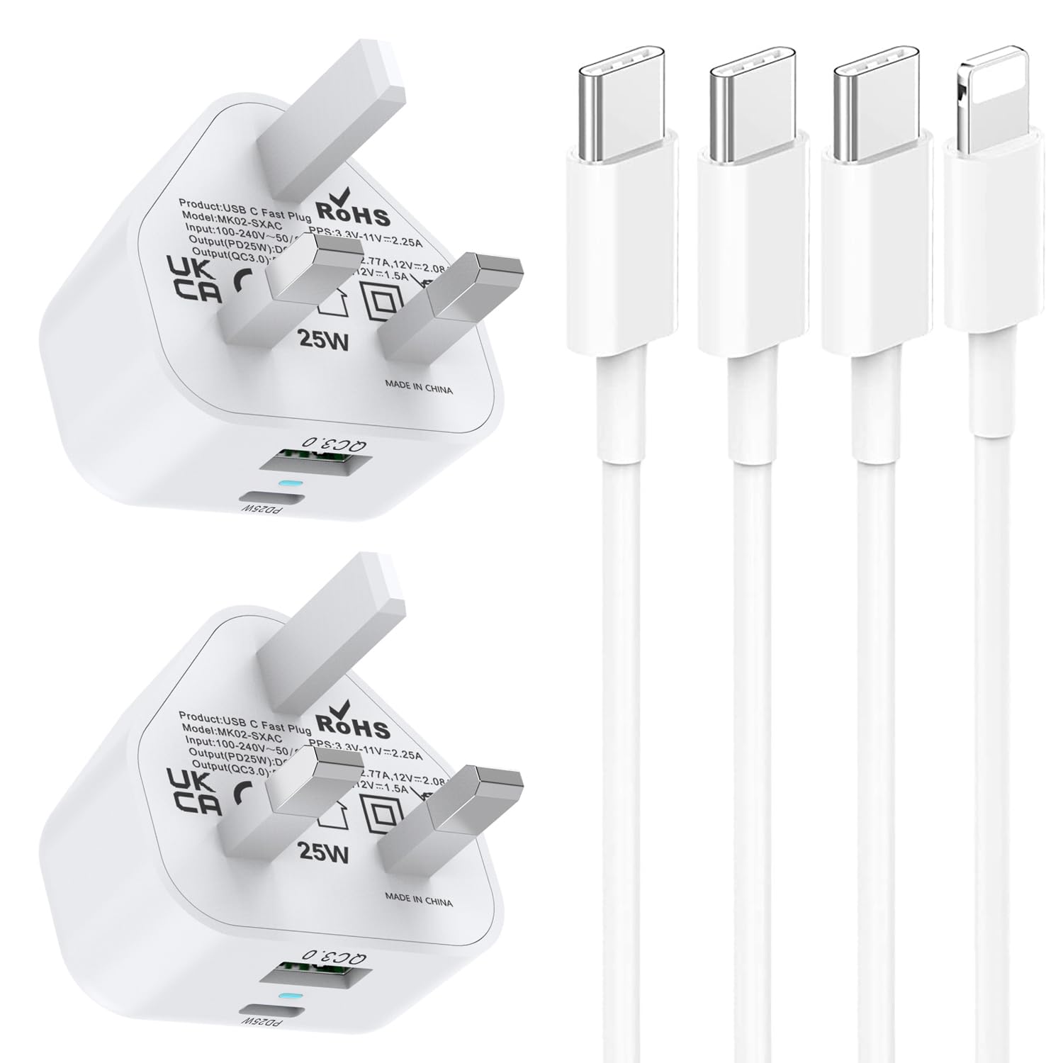 iPhone Charger Fast Charge,Apple i Phone Fast Charger Lightning Cable and Plug 25W Super Charging for iPhone 16e/16/15/14/14 Plus/14 Pro Max/13/13 Pro/12 Pro/SE/11 Pro,1M New USB C to C Lead and Head