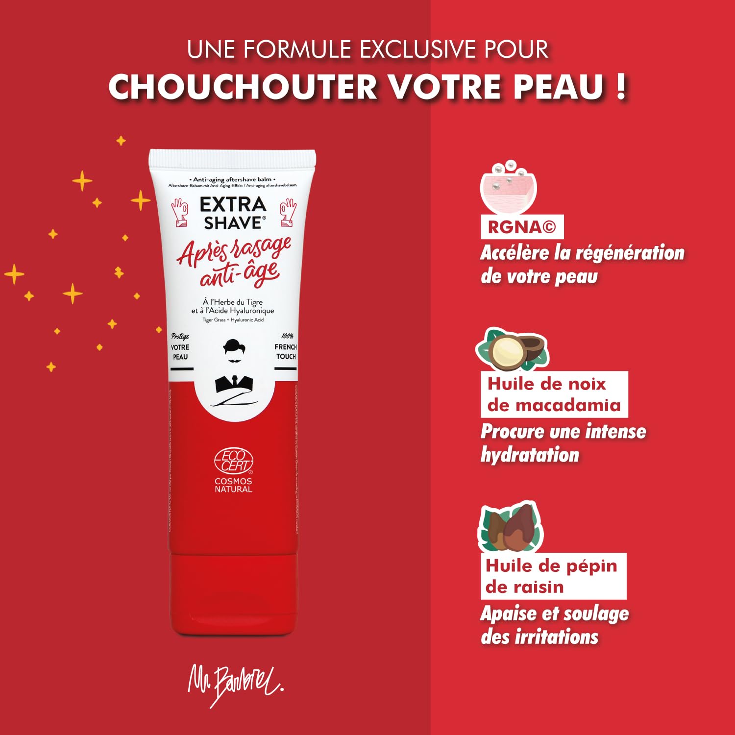 Baume Après-Rasage Homme – Lot de 3 – Monsieur BARBIER | Effet Cicatrisant & Anti-Âge | Naturel, Végan & Français | À l’Herbe du Tigre & Acide Hyaluronique