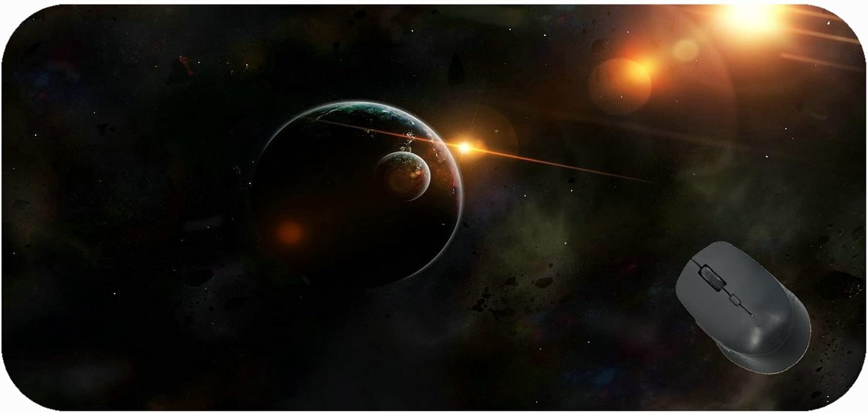 Larger Extended Gaming Mouse Pad,Planets Space Flash Comfortable Mouse Mat For Gaming And Office