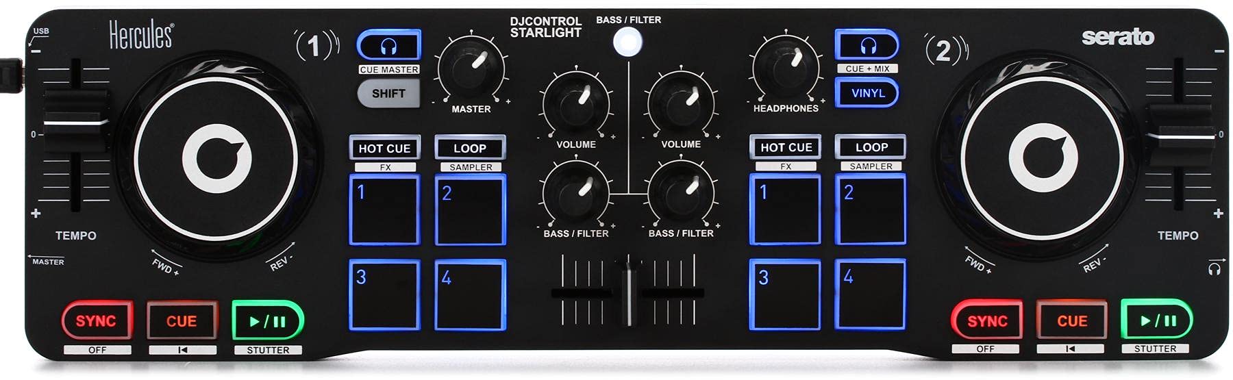 Amazon.com: Hercules DJControl Starlight Portable 2-Channel