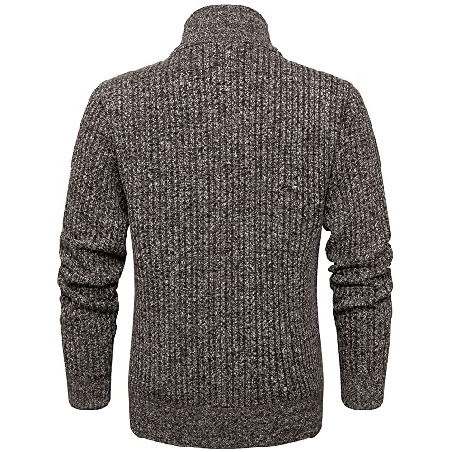 Msmsse Men's Soft Full Zip Thick Knitted Cardigan Sweaters With Pockets Brown M #TOP1