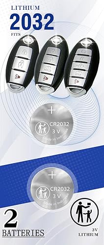 Miniatura 1 de CR2032 - Batería de repuesto para llavero remoto CR2032 para Nissan Shell Prox (2007-2022+) 370Z Altima Armada GT-R Kicks Leaf Maxima Murano