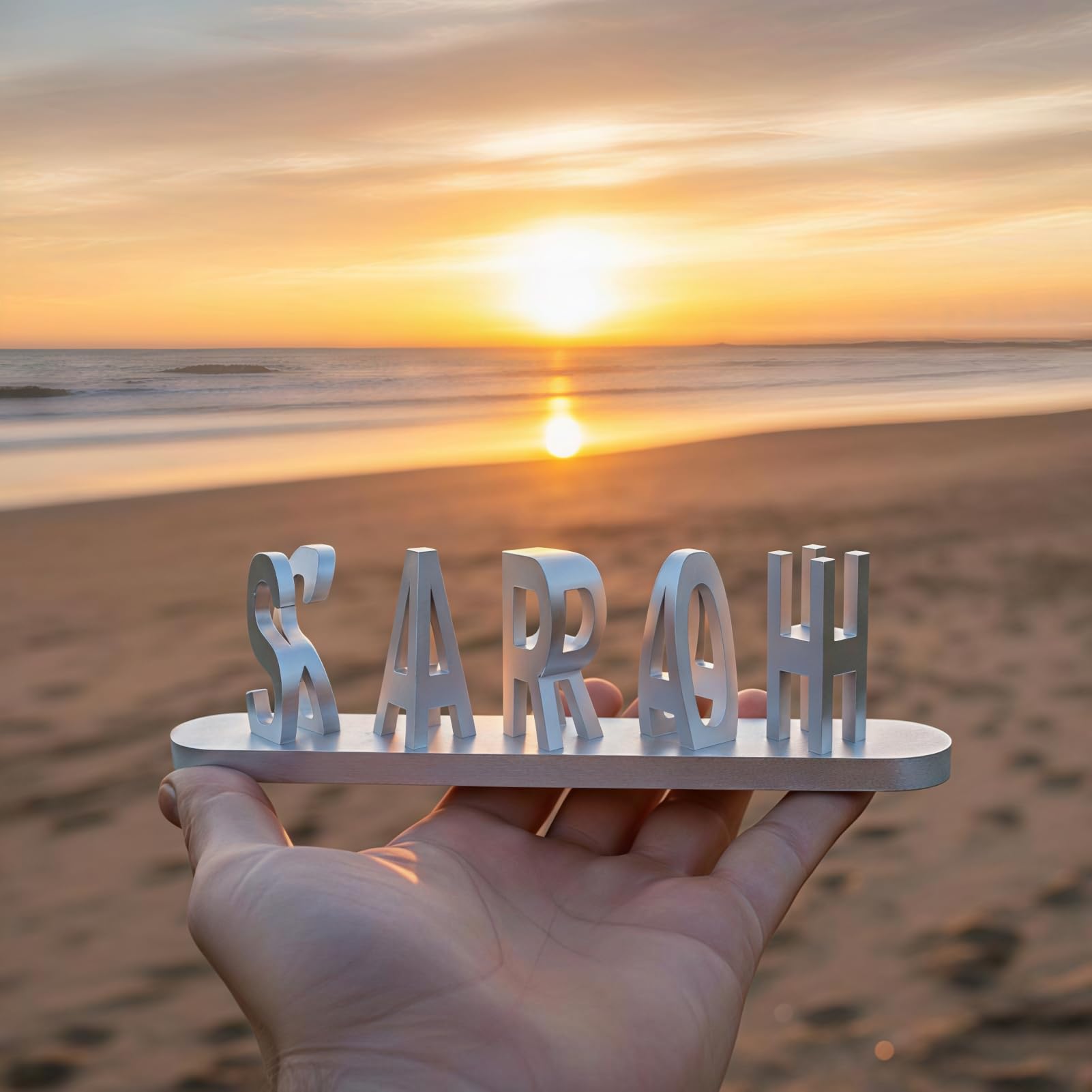 Drawelry 3D Plaque de Nom Personnalisée Décoration avec Lettres Recto Verso Impression, illusion Prénom Plaques Chambre Salon Mariage Bureau Déco, Saint Valentin Mariage Cadeaux pour Couple (H)