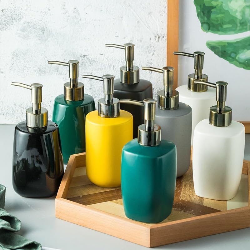 Miniatura 6 de Soap Dispensers Soap Dispenser Retro Lotion Press Bottle Hand Soap Dispenser Shampoo Shower Gel Ceramic Bottle Dispensador De Jabón para Baño(B)