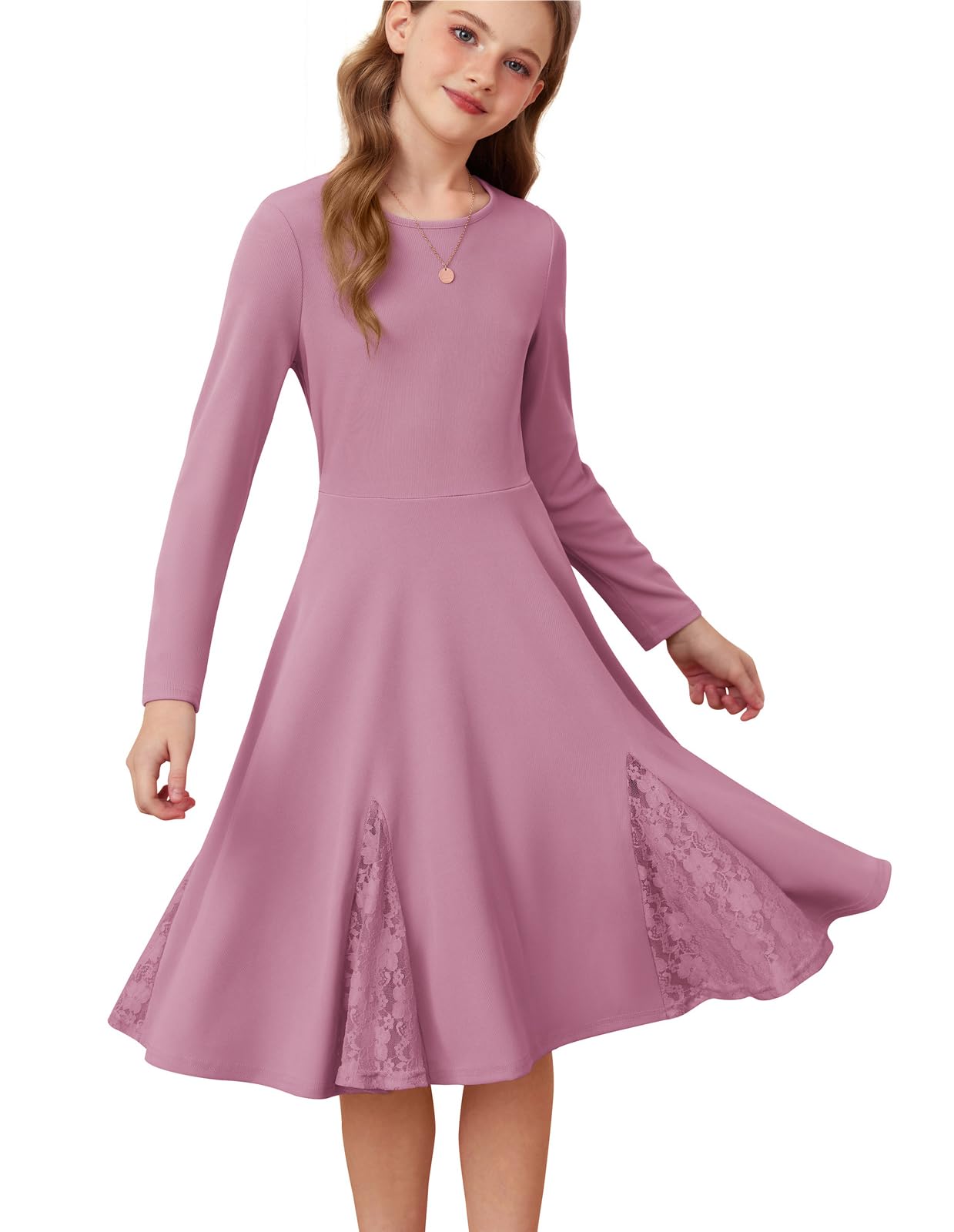 GRACE KARIN Meisjeskantprinsessenjurk met lange mouwen, elegant, formeel, casual, A-lijn, feestjurk, Zwart, 5-6 jaar
