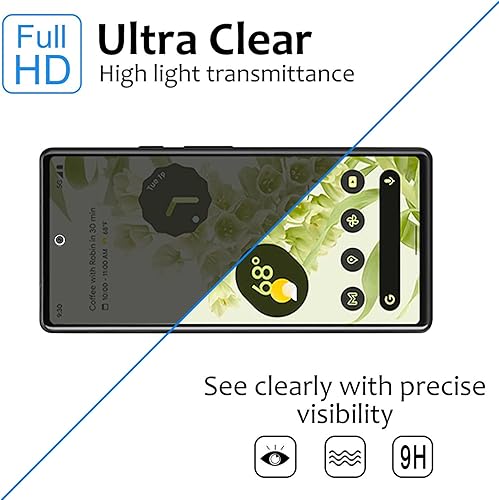 Miniatura 4 de Paquete de 3 protectores de pantalla de privacidad para Pixel 6 [vidrio templado antiespía], Ultra HD, antiarañazos, sin burbujas, vidrio protector
