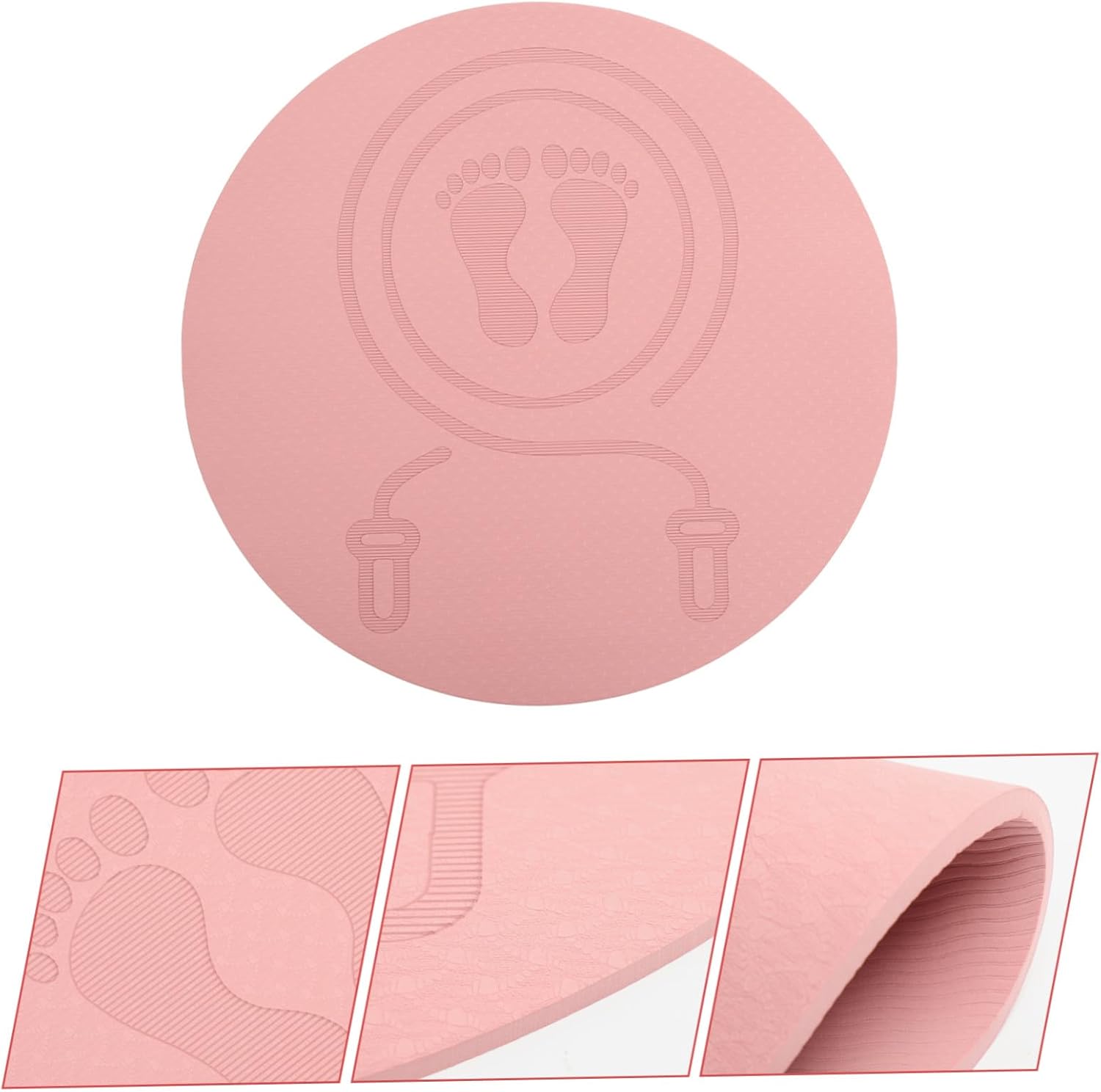 Tpe Non-slip Jump Rope Mat Pink Extra Thick Shock Absorbing Indoor Exercise Pad for Fitness Home Workout Yoga Floor Protection