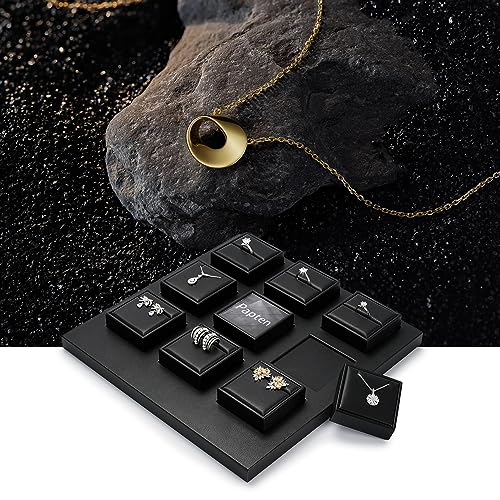 Jewelry Stand PU Leather Necklace Display Holder Showcase Display Block Jewellry Storage Stand for Shows(Black)