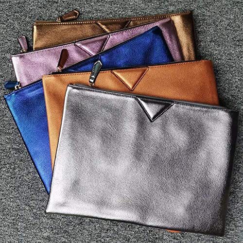NIGEDU Bolsa clutch feminina grande de couro PU grande bolsa de mão brilhante para festa noturna, Do