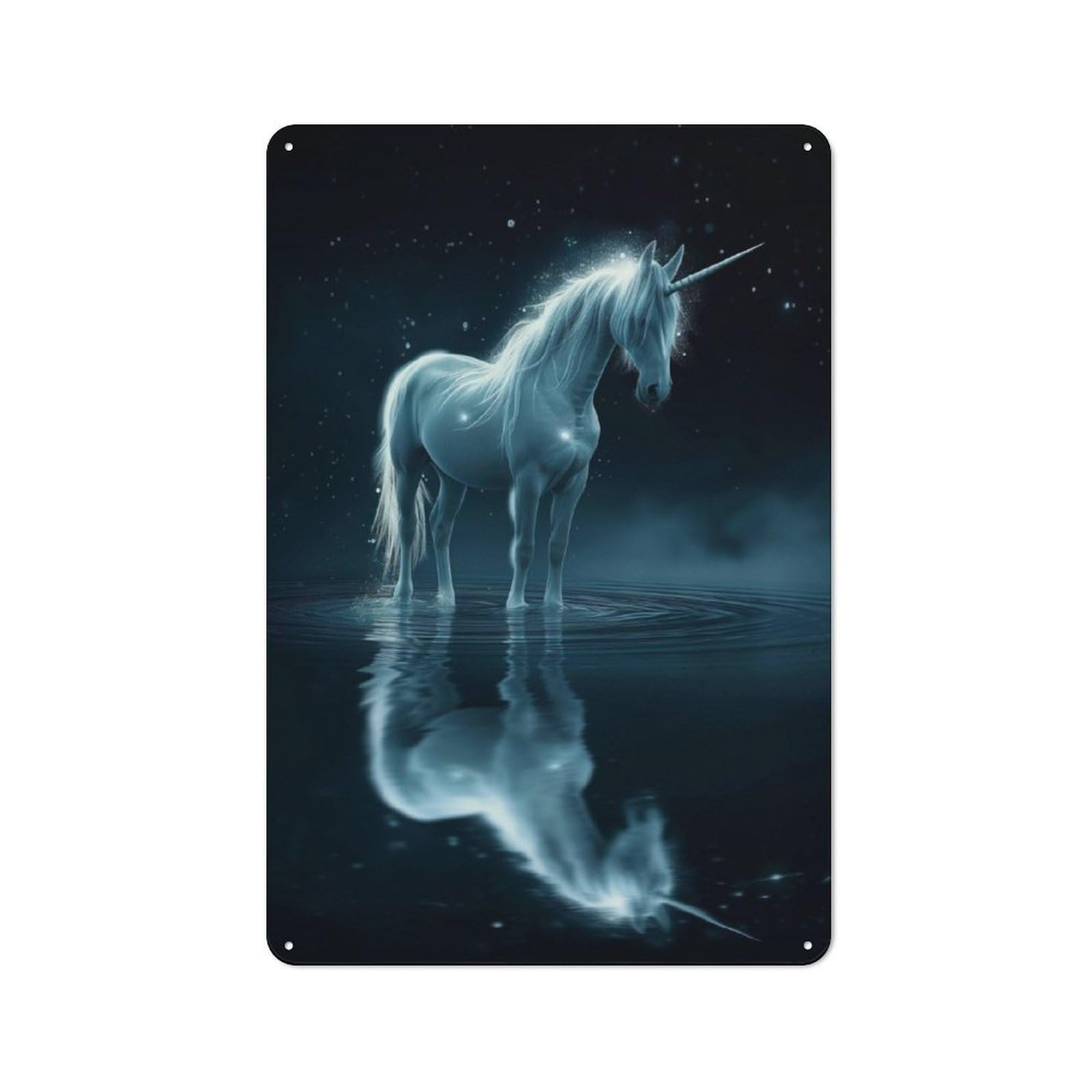 Junmoney Beautiful Magical Unicorn Metal Plaque 30X20cm With For Pub Or Café, Rustic Decor, For Garage, Workshop And Man Cave Decoration